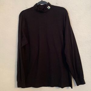 LandsEnd  Black Mock Neck Cotton Sweater Size L ( 42-44)